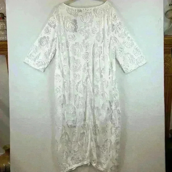 Zanzea Women’s Dress Plus Size 5X White Burnout Maxi Partially Lined - Picture 2 of 8